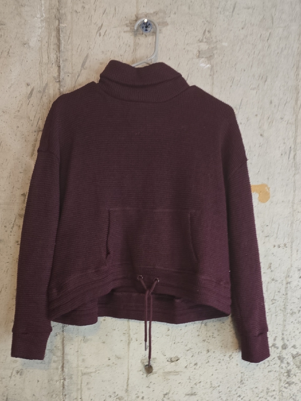 90 Degree By Reflex Waffle Knit Hoodie in Burgundy